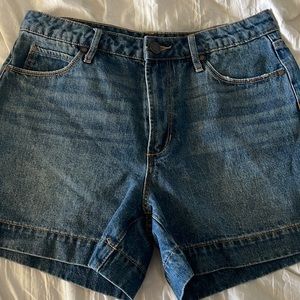 high-waisted denim shorts